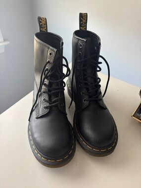 Black Leather Lace-Up Combat Boots - Dr. Martens